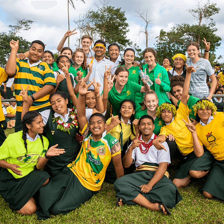 Teams from Tonga and Australia celebrate