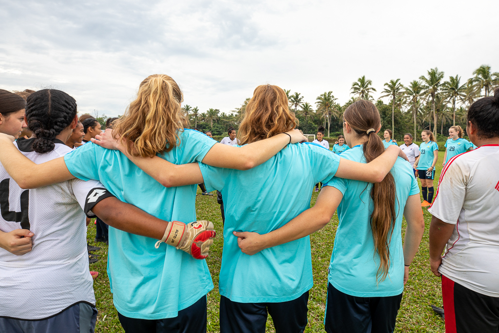 Junior Matildas embracing