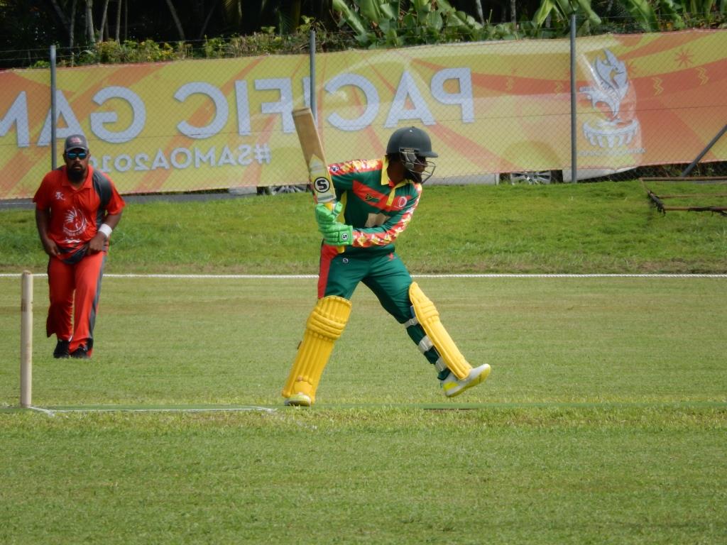 A Vanuatu cricket player in action