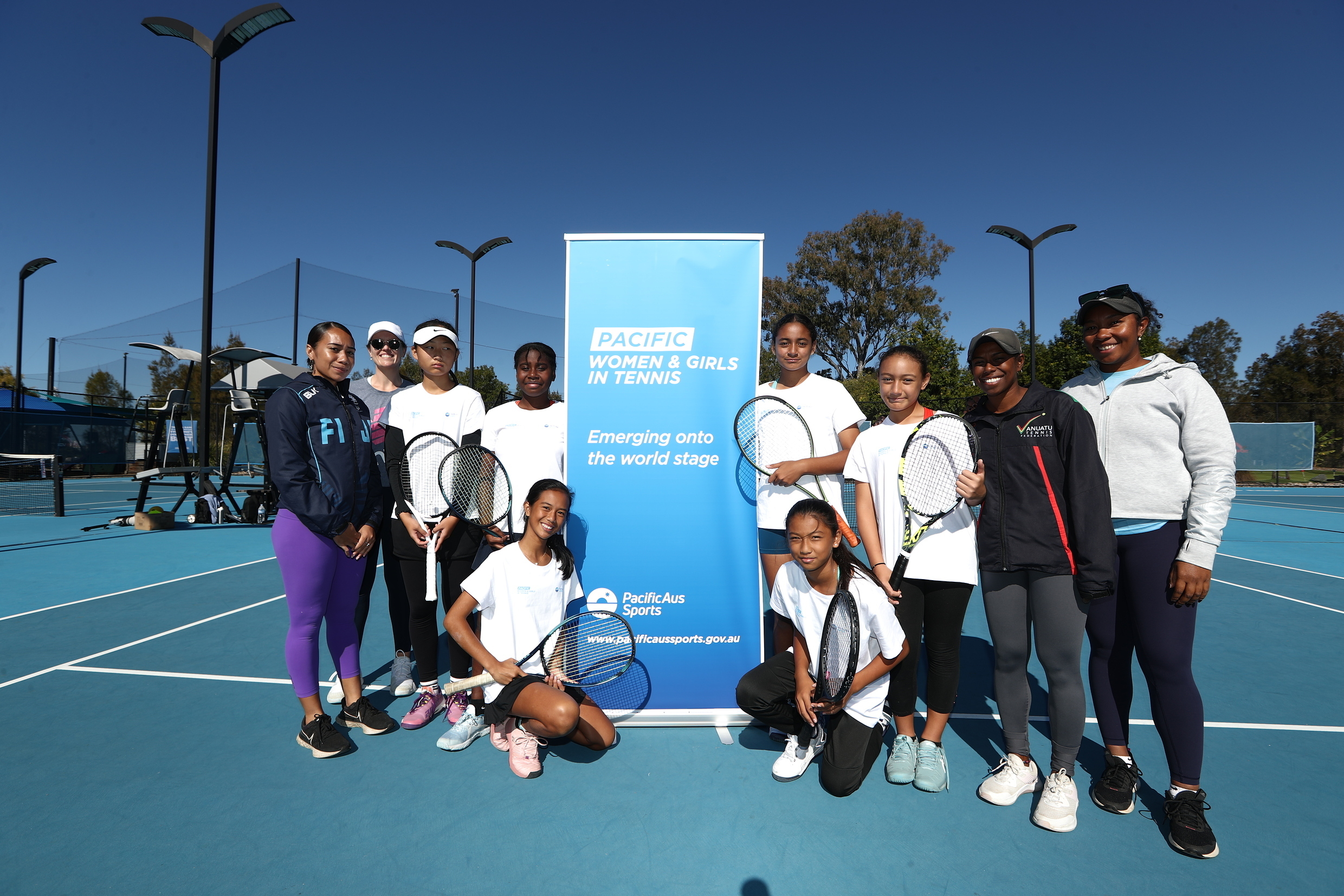 PacificAus Sports through its Pacific Women’s Sport Administration Program (PWSAP) supported Tennis Australia to run a skills development camp and coach mentoring program ahead of the Australian Junior Team Championships on the Gold Coast in June 2023.  Focusing on women and girls from the Pacific, the program enabled talented emerging athletes from the region to come together to train and learn from each another. They also played alongside some of Australia's best young players, further increasing their co