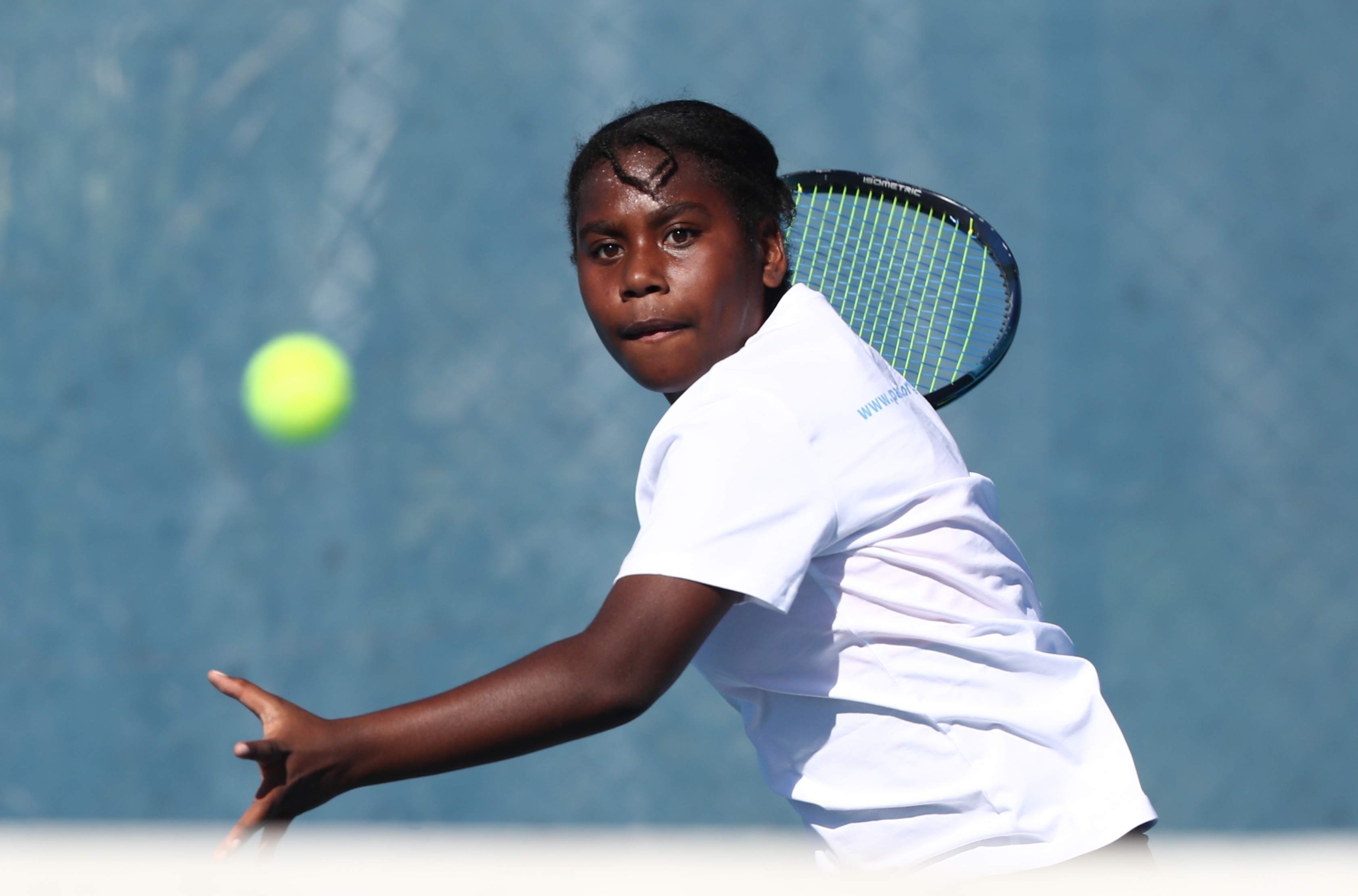 Colita Hakena (PNG) at the girls talent camp prior to the Australian Junior Tennis Championships at the Gold Coast in June 2023