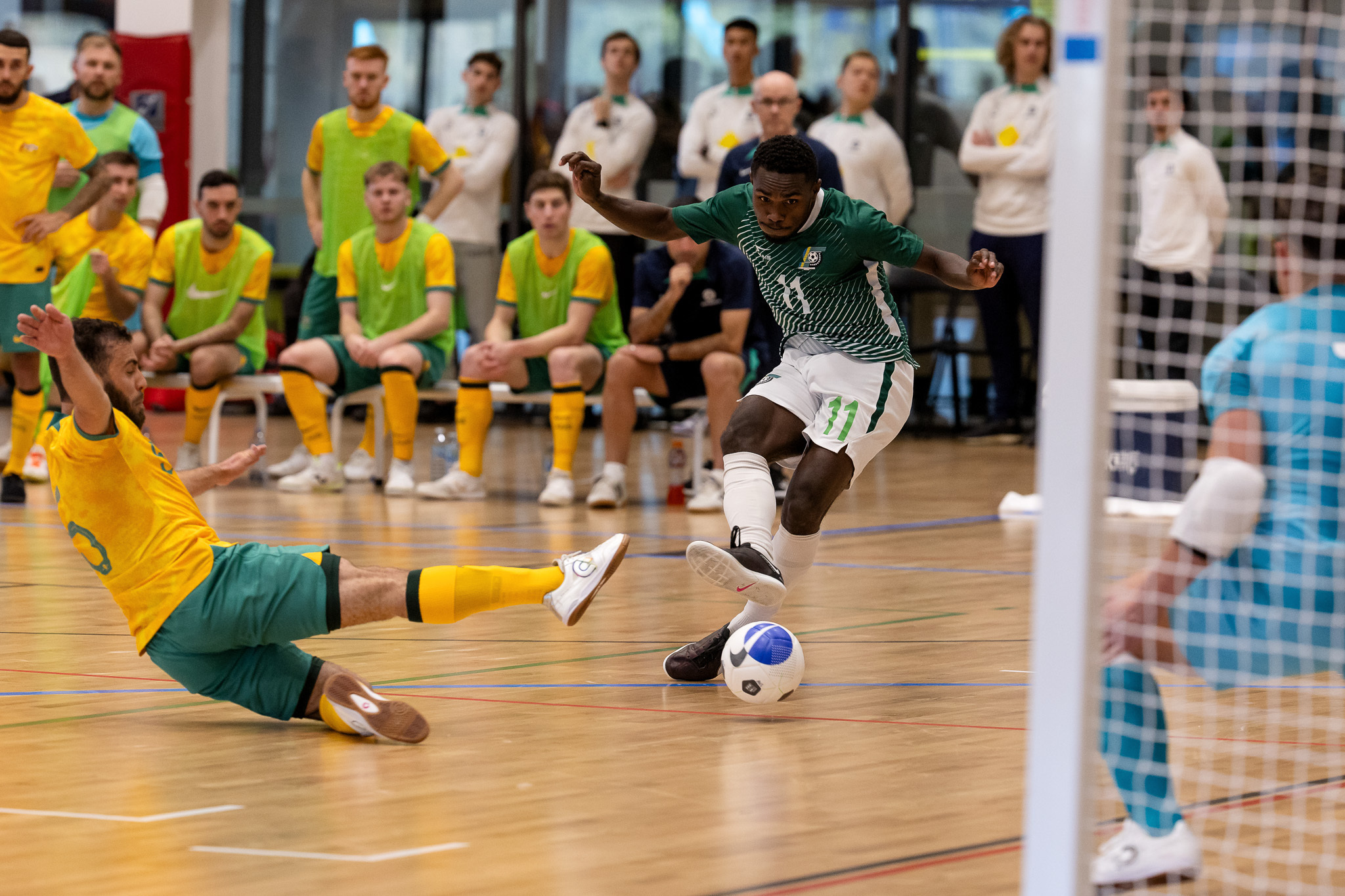 Futsal game in action