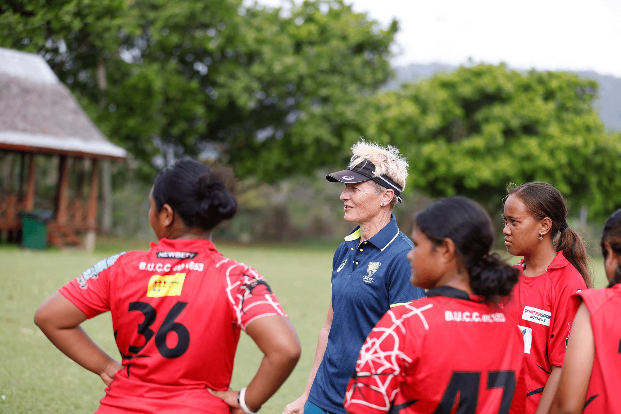 Cathryn Fitzpatrick talking to athletes